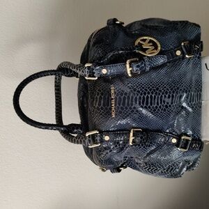 Michael Kors Dark Blue Snake Print Handbag